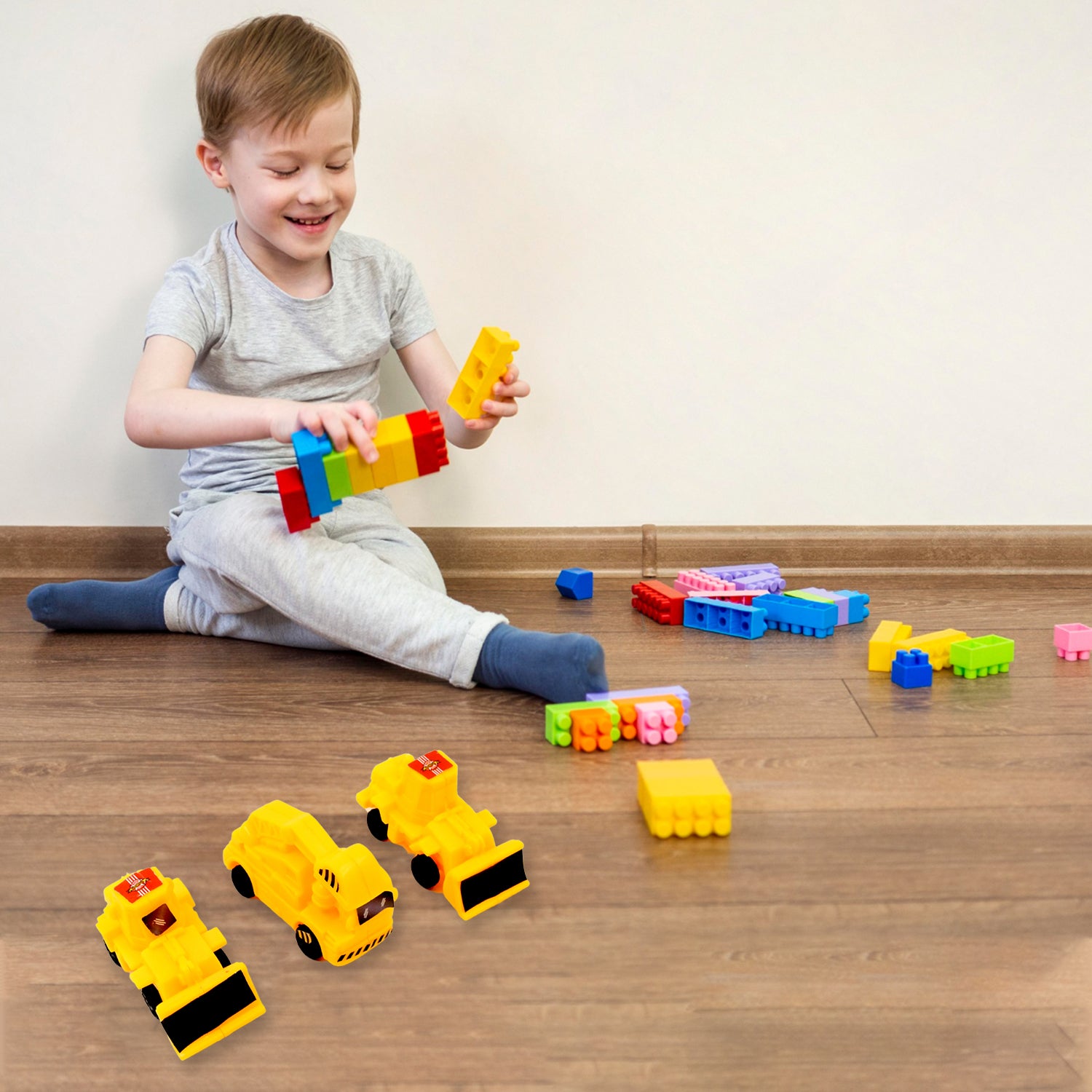 02_6440a934-bd14-4415-b35b-e43d2b1eda26.jpg Vehicle Car Engineering Toy Set Pcs Construction Toys for Kids (Crane, Excavator, Road Roller More) - Image 1