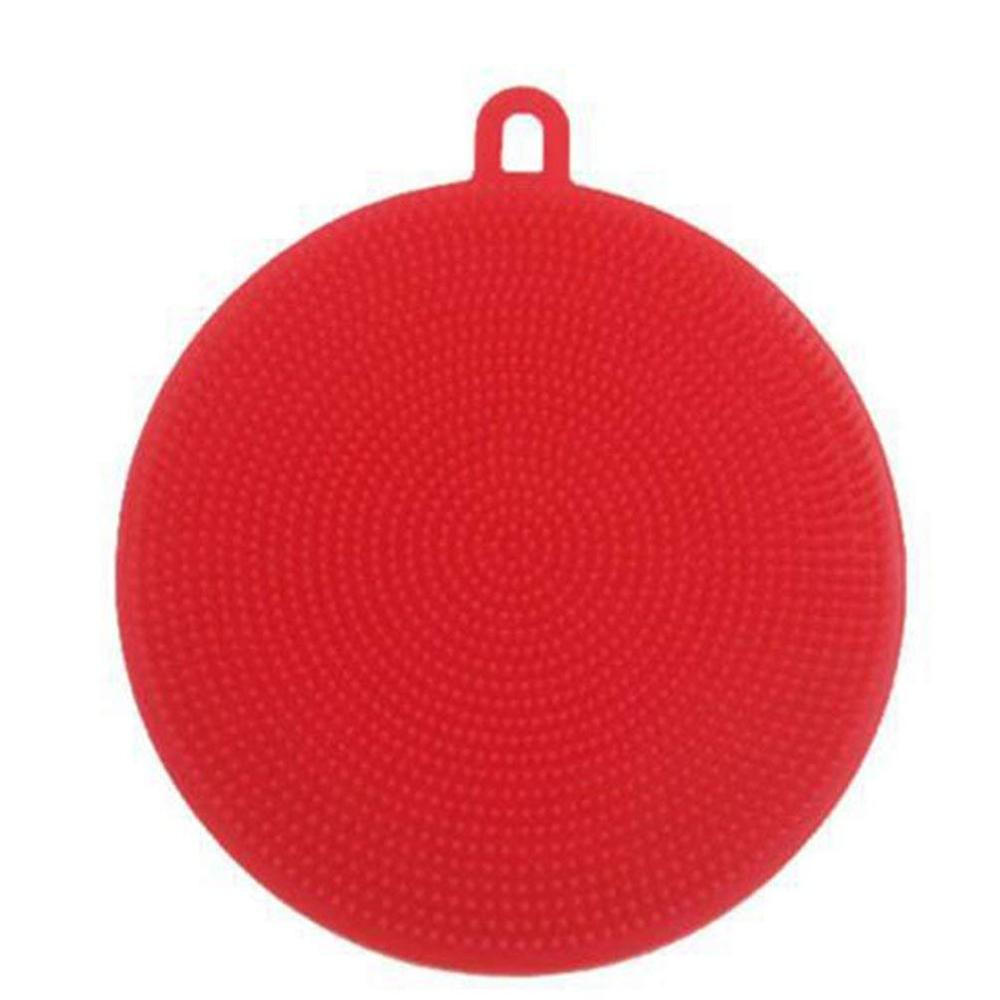1344_silicone_dish_scrubber-1.jpg Silicone Dish Scrubber, Red Soft And Scratch Free Easy To Use Pack of 1 - Image 1